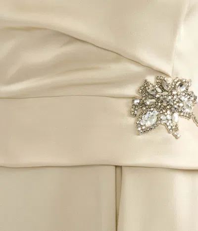 Erdem Asymmetric Crystal-embellished Draped Satin Dress In Neutral
