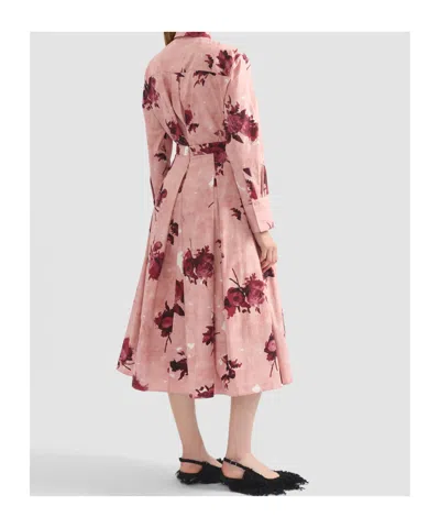 Erdem Womens Rose Slipper Pink Floral-print Pleated Cotton Midi Skirt In Pink