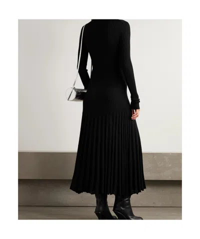 Proenza Schouler Jada Turtleneck Drop-waist Button-front Maxi Dress In Black