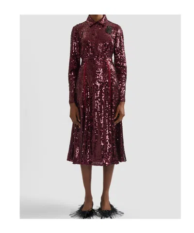 Erdem Frayed Sequined Crepe De Chine Midi Skirt In Brown