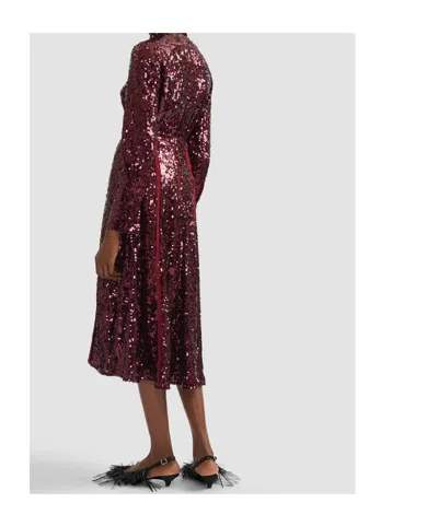 Erdem Frayed Sequined Crepe De Chine Midi Skirt In Brown
