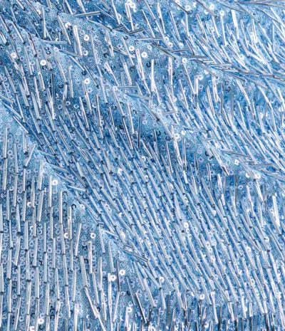 Erdem Sequin Long-sleeve Maxi Gown In Blue