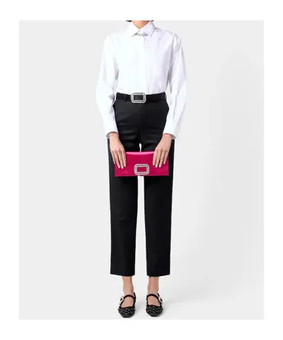 Roger Vivier Belle Vivier 25 Embellished Flocked Mesh Mary Jane Ballet Flats In Black