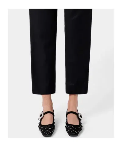 Roger Vivier Belle Vivier 25 Embellished Flocked Mesh Mary Jane Ballet Flats In Black