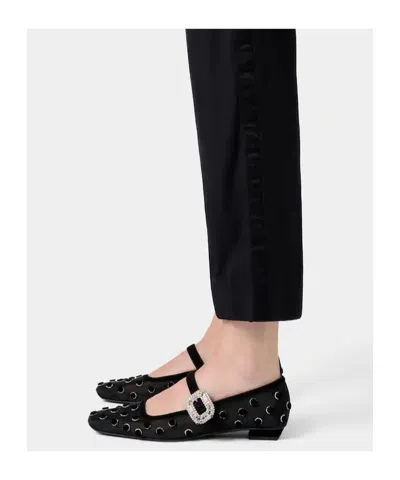 Roger Vivier Belle Vivier 25 Embellished Flocked Mesh Mary Jane Ballet Flats In Black