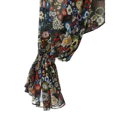 Khaite Durer Floral Silk Balloon-sleeve Peasant Top In Multi