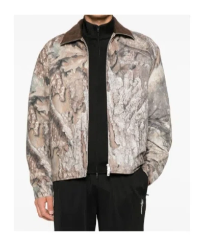 Represent Mens Tree-graphic Print Camouflage Cotton Trucker Jacket In Multi