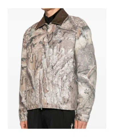 Represent Mens Tree-graphic Print Camouflage Cotton Trucker Jacket In Multi