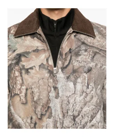 Represent Mens Tree-graphic Print Camouflage Cotton Trucker Jacket In Multi