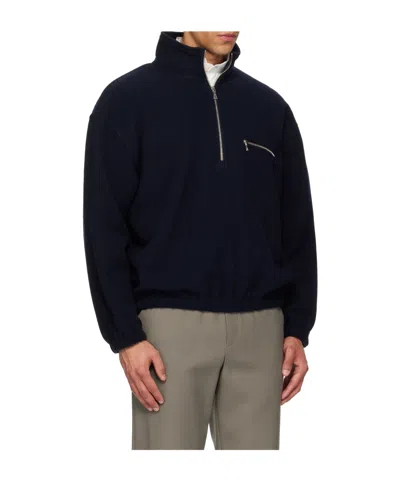Rier Wool Half-zip Casual Jacket In Blue