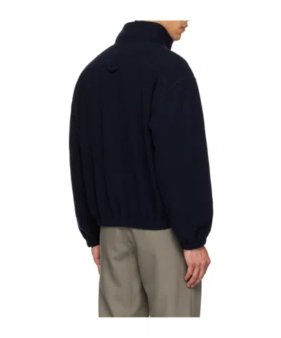 Rier Wool Half-zip Casual Jacket In Blue