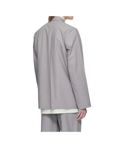 Rier Waxed Cotton Lapel Casual Jacket In Gray