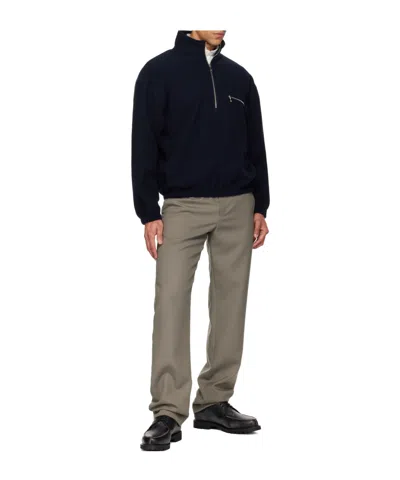 Rier Wool Half-zip Casual Jacket In Blue