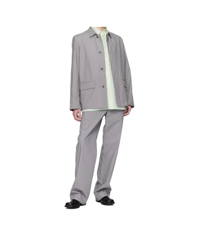 Rier Waxed Cotton Lapel Casual Jacket In Gray