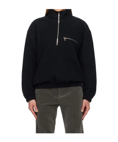 Rier Wool Half-zip Casual Jacket In Blue