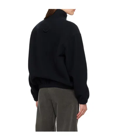 Rier Wool Half-zip Casual Jacket In Blue