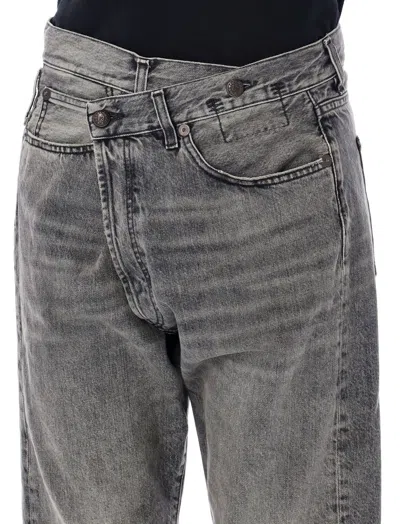 R13 Crossover Waist Denim Jeans In Gray