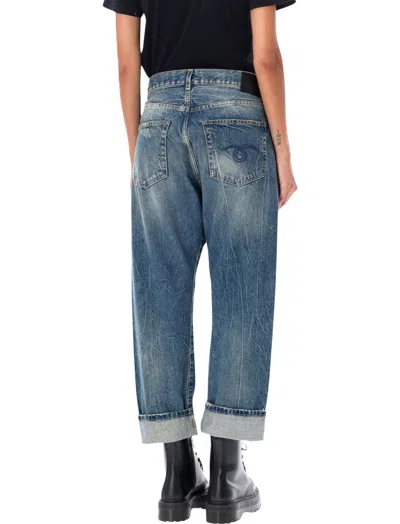 R13 Crossover Waist Distressed Jeans In Blue