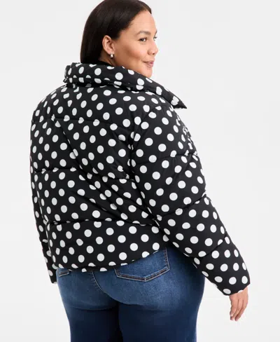 On 34th Trendy Plus Size Polka-dot Puffer Jacket, Macy's Exclusive In Multi
