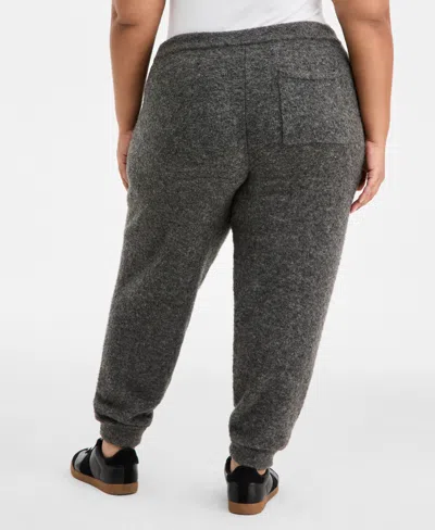 On 34th Trendy Plus Size Cozy Drawstring Jogger Sweatpants, Macy's Exclusive In Gray