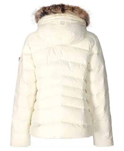 Marmot Ithaca 700 Fill Power Down Hooded Jacket With Faux Fur Trim In White