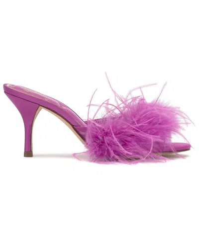 Vince Camuto Women's Paelly High-heel Feathered Dress Mules In Pink