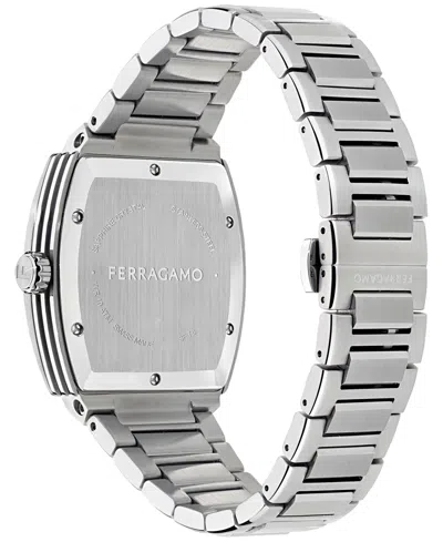 Ferragamo Stainless Steel Tonneau F-80 40mm In Metallic