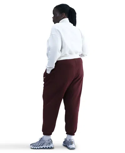 Nike Sportswear Plus Size Phoenix Fleece High-waist Oversized Sweatpants In Burgundy