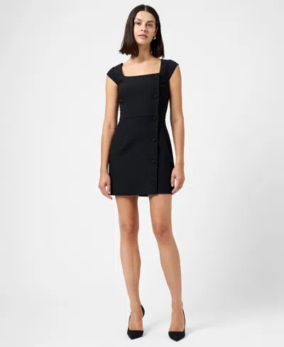 French Connection Azra Square Neck Twill Mini Dress In Black