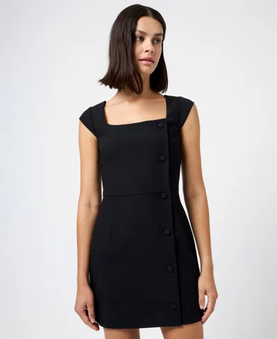 French Connection Azra Square Neck Twill Mini Dress In Black