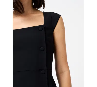 French Connection Azra Square Neck Twill Mini Dress In Black