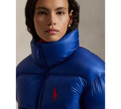Polo Ralph Lauren Women's Flag Mid-weight Down Puffer Jacket In Blue