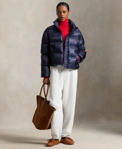 Polo Ralph Lauren Women's Flag Mid-weight Down Puffer Jacket In Blue