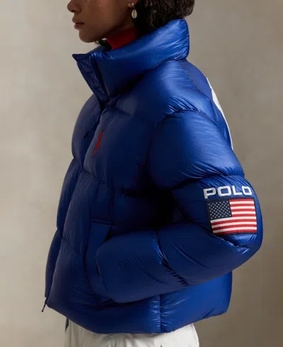 Polo Ralph Lauren Women's Flag Mid-weight Down Puffer Jacket In Blue