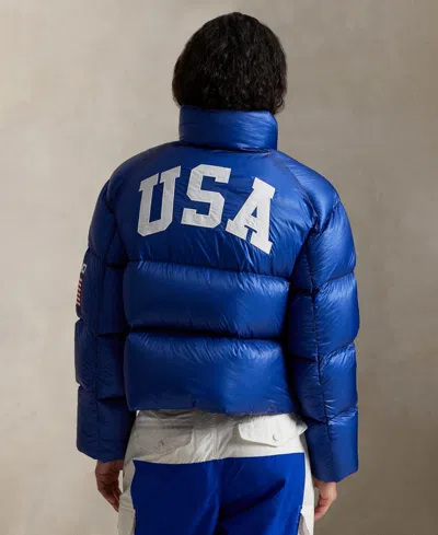 Polo Ralph Lauren Women's Flag Mid-weight Down Puffer Jacket In Blue