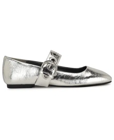 Nine West Kebba Mary Jane Flat In Silver