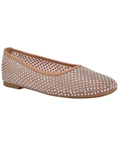 Nine West Burnne Studded Mesh Flat In Brown