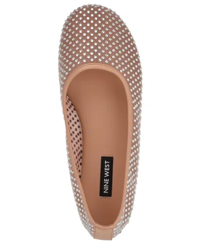 Nine West Burnne Studded Mesh Flat In Brown