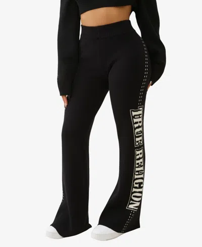 True Religion Women's Jacquard Relaxed Sweatpants In Black