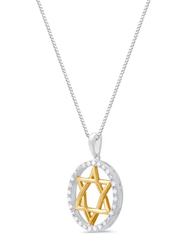 Marsala Diamond Star Of David Pendant Necklace (1/4 Ct. T.w.) In Sterling Silver & 14k Gold Plated Over Ster In Metallic