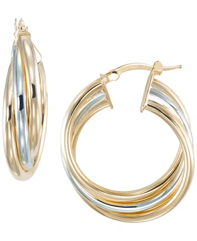 Macy's Two-tone Interlocking Hoop Earrings In Multi