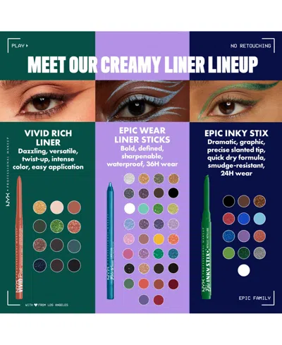 Nyx Professional Makeup Epic Inky Stix Mechanical Cream Gel Eyeliner, 0.003 Oz. In Black