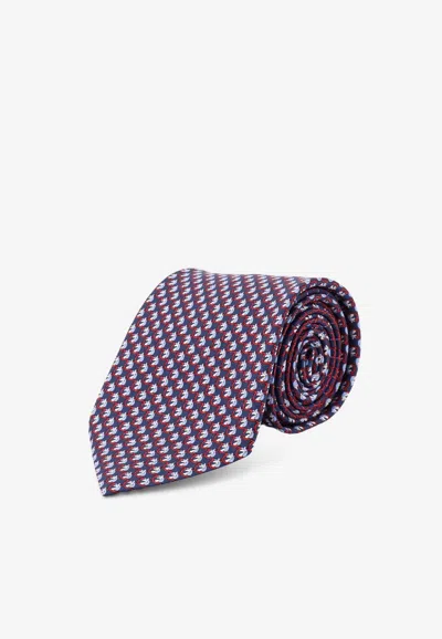 Ferragamo Pegasus Print Silk Tie In Multi