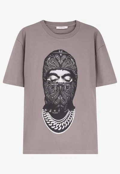 Ih Nom Uh Nit Graphic Crew-neck T-shirt Paisley Mask In Gray