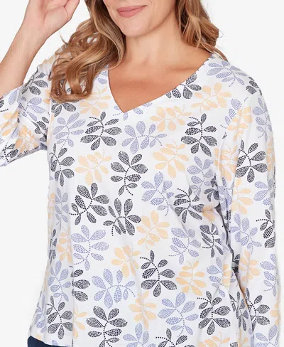 Hearts Of Palm Plus Size Printed Stretch Jersey V-neck Top In Multi