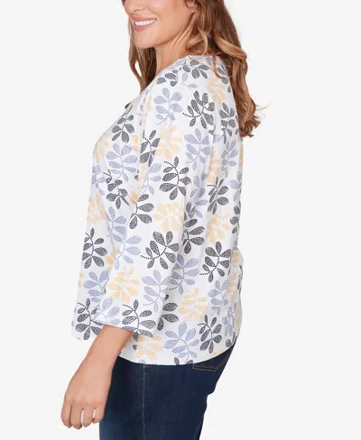 Hearts Of Palm Plus Size Printed Stretch Jersey V-neck Top In Multi