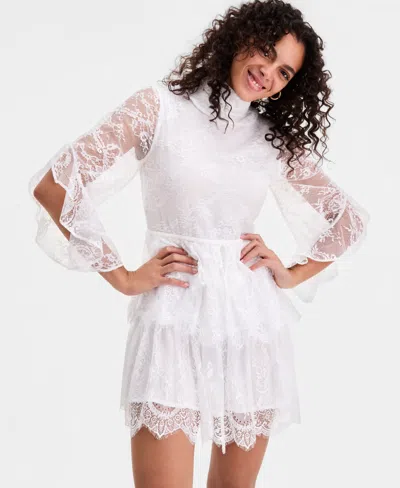 Bardot Women's Norah Ruffled Lace Mini Dress In White