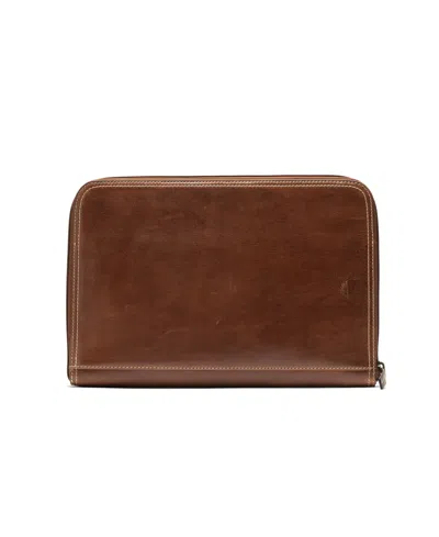 Rodd & Gunn Picton Leather File Medium Zipper Clutch In Brown