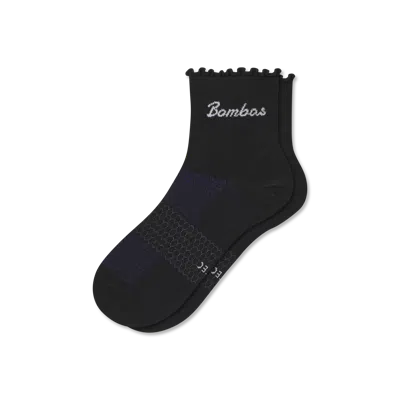 Bombas Ruffle Athletic Quarter Socks In Black