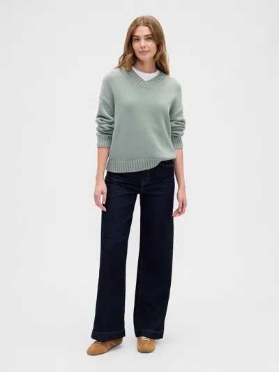 Gap Factory Oversized V-neck Sweater In Green